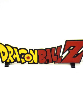 Logo 3D Dragon Ball Z orange sur son socle bleu, vu de face