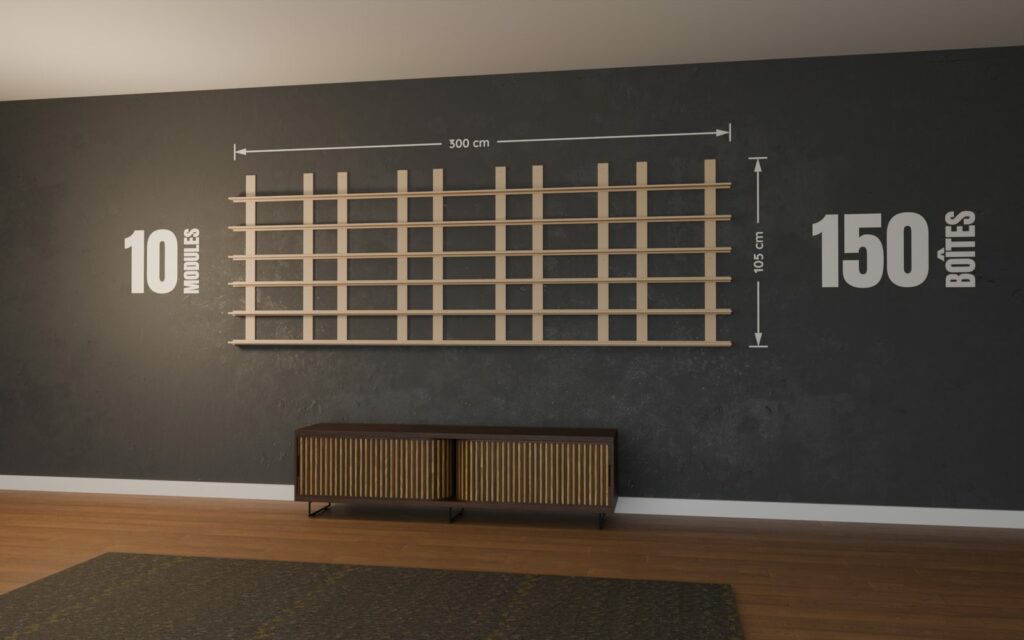 Cotes d'un mur de POP de 10 modules : 300 x 105 cm pour 150 boîtes de Funko POP