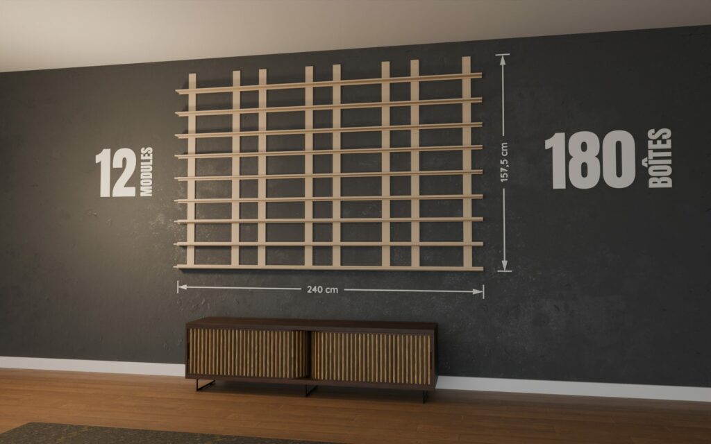 Cotes d'un mur de POP de 12 modules : 240 x 157,5 cm pour 180 boîtes de Funko POP