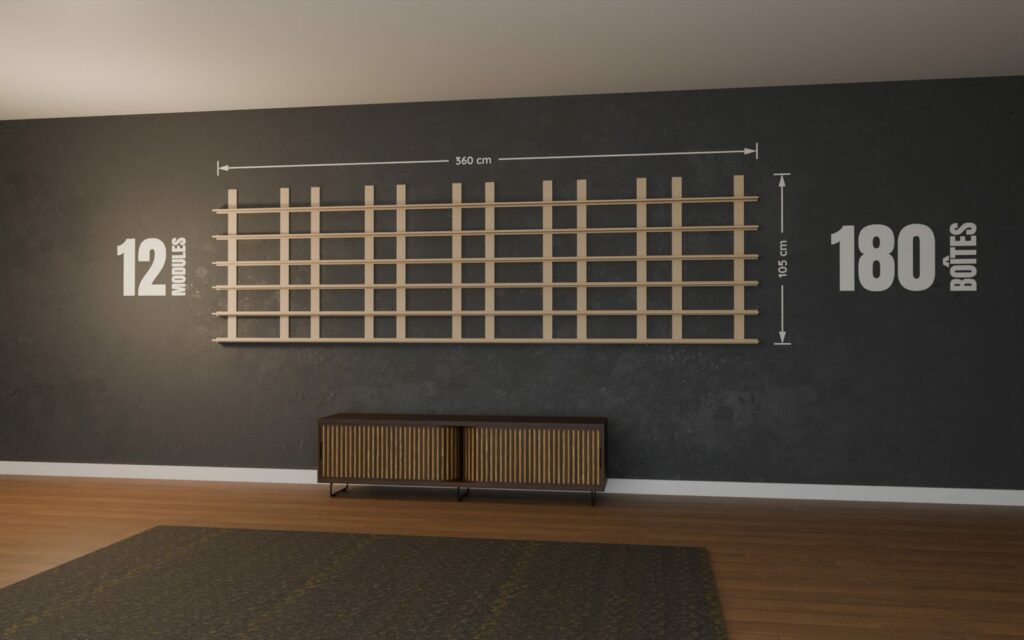 Cotes d'un mur de POP de 12 modules : 360 x 105 cm pour 180 boîtes de Funko POP