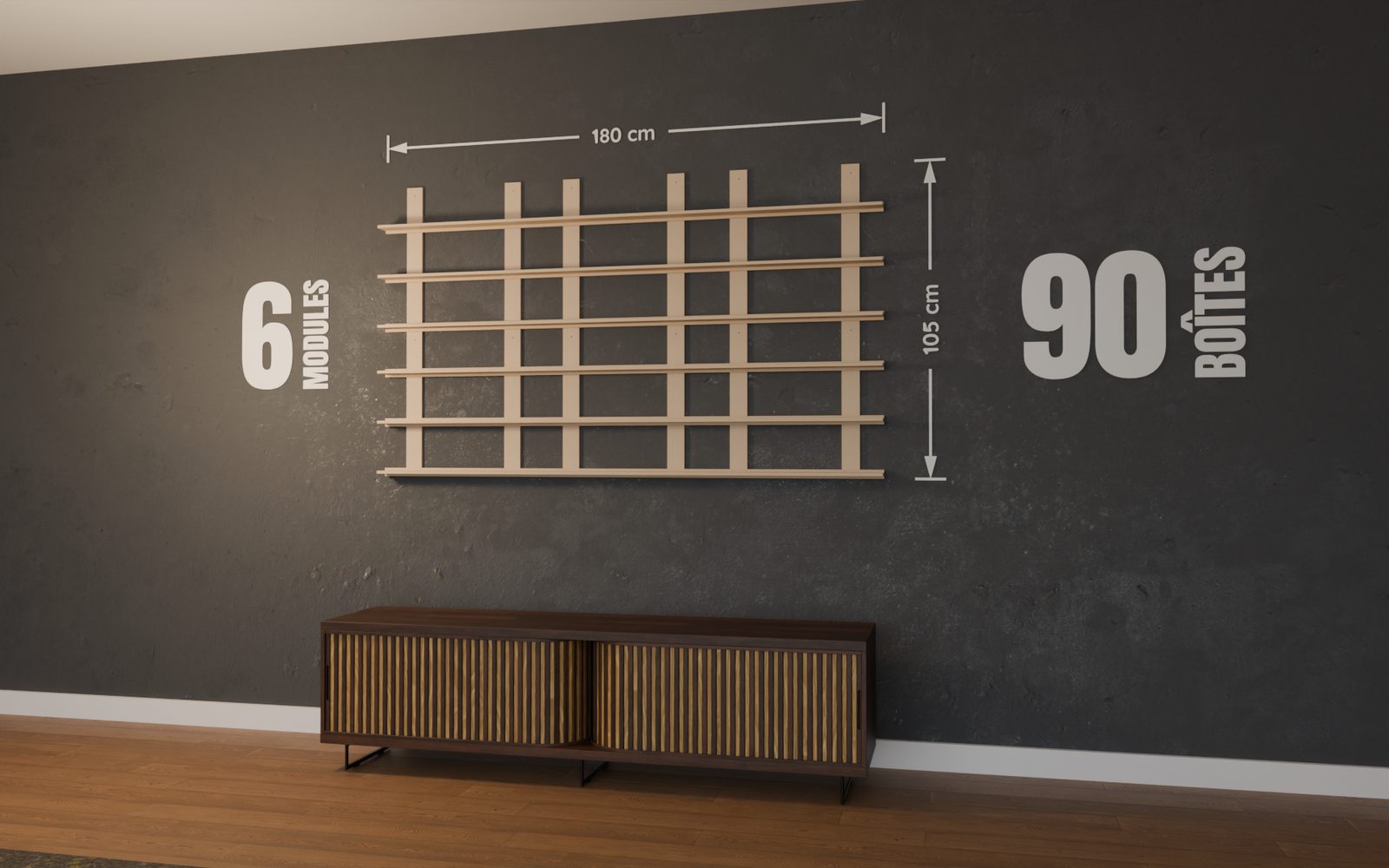 Cotes d'un mur de POP de 6 modules : 180 x 105 cm pour 90 boîtes de Funko POP